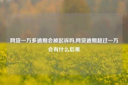 网贷一万多逾期会被起诉吗,网贷逾期超过一万会有什么后果