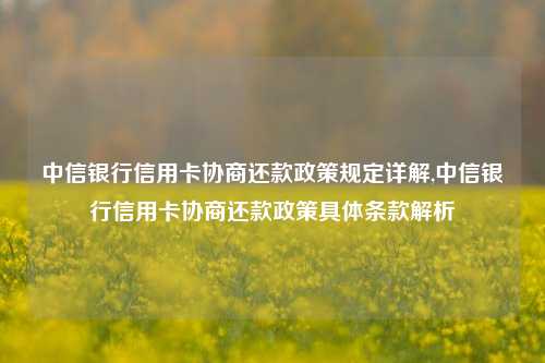 中信银行信用卡协商还款政策规定详解,中信银行信用卡协商还款政策具体条款解析