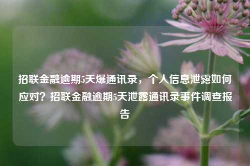 招联金融逾期5天爆通讯录，个人信息泄露如何应对？招联金融逾期5天泄露通讯录事件调查报告