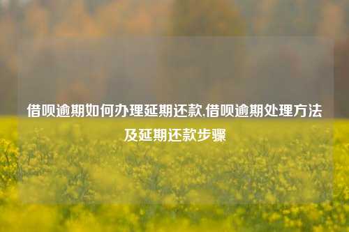 借呗逾期如何办理延期还款,借呗逾期处理方法及延期还款步骤