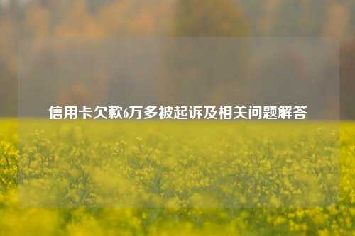 信用卡欠款6万多被起诉及相关问题解答