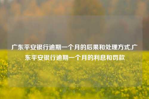 广东平安银行逾期一个月的后果和处理方式,广东平安银行逾期一个月的利息和罚款