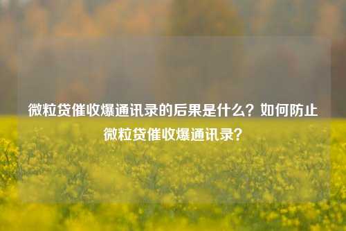 微粒贷催收爆通讯录的后果是什么？如何防止微粒贷催收爆通讯录？