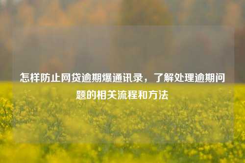 怎样防止网贷逾期爆通讯录，了解处理逾期问题的相关流程和方法