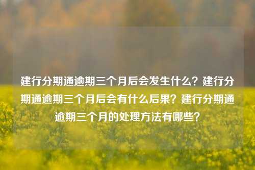 建行分期通逾期三个月后会发生什么？建行分期通逾期三个月后会有什么后果？建行分期通逾期三个月的处理方法有哪些？