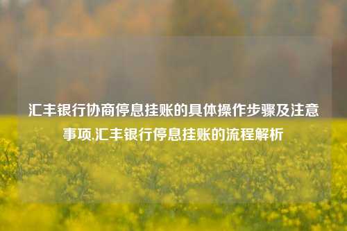 汇丰银行协商停息挂账的具体操作步骤及注意事项,汇丰银行停息挂账的流程解析