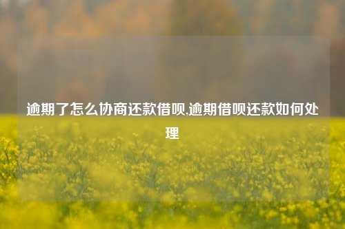 逾期了怎么协商还款借呗,逾期借呗还款如何处理