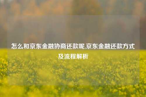 怎么和京东金融协商还款呢,京东金融还款方式及流程解析