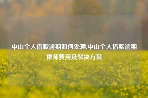 中山个人借款逾期如何处理,中山个人借款逾期律师费用及解决方案