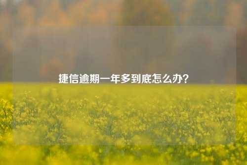 捷信逾期一年多到底怎么办？