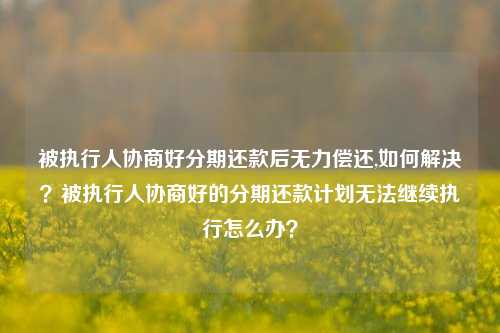 被执行人协商好分期还款后无力偿还,如何解决？被执行人协商好的分期还款计划无法继续执行怎么办？