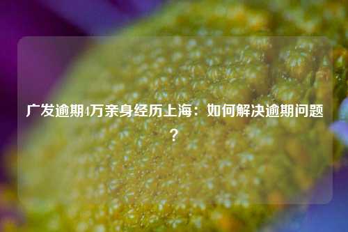 广发逾期4万亲身经历上海：如何解决逾期问题？