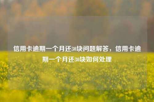 信用卡逾期一个月还30块问题解答，信用卡逾期一个月还30块如何处理