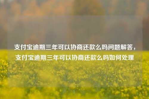 支付宝逾期三年可以协商还款么吗问题解答，支付宝逾期三年可以协商还款么吗如何处理