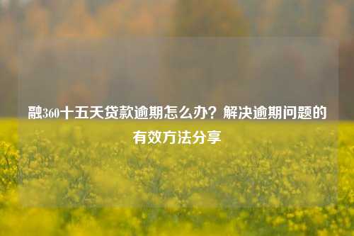 融360十五天贷款逾期怎么办？解决逾期问题的有效方法分享