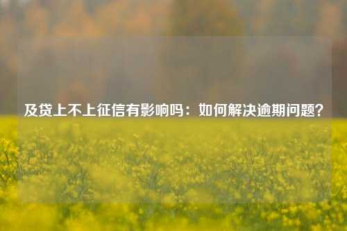 及贷上不上征信有影响吗：如何解决逾期问题？