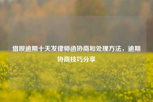 借呗逾期十天发律师函协商和处理方法，逾期协商技巧分享