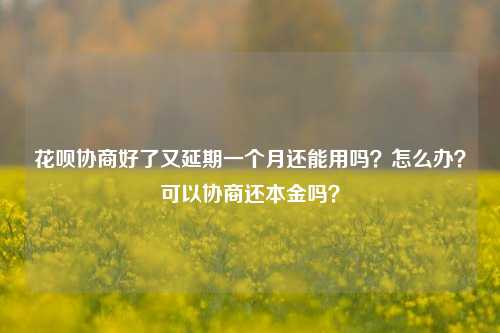 花呗协商好了又延期一个月还能用吗？怎么办？可以协商还本金吗？