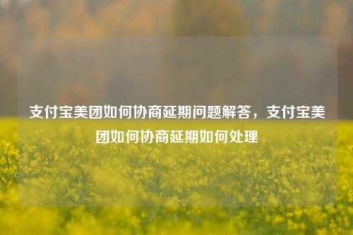 支付宝美团如何协商延期问题解答，支付宝美团如何协商延期如何处理