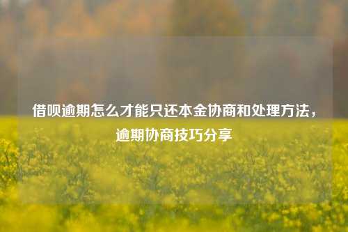 借呗逾期怎么才能只还本金协商和处理方法，逾期协商技巧分享