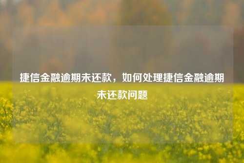 捷信金融逾期未还款，如何处理捷信金融逾期未还款问题