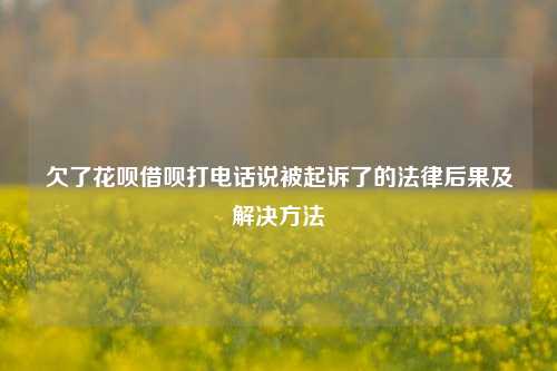 欠了花呗借呗打电话说被起诉了的法律后果及解决方法