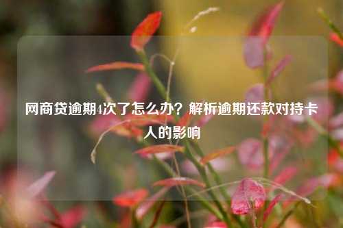 网商贷逾期4次了怎么办？解析逾期还款对持卡人的影响