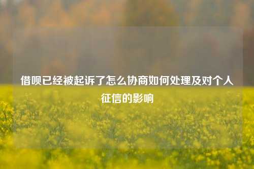 借呗已经被起诉了怎么协商如何处理及对个人征信的影响