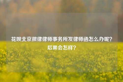 花呗北京微律律师事务所发律师函怎么办呢？后果会怎样？