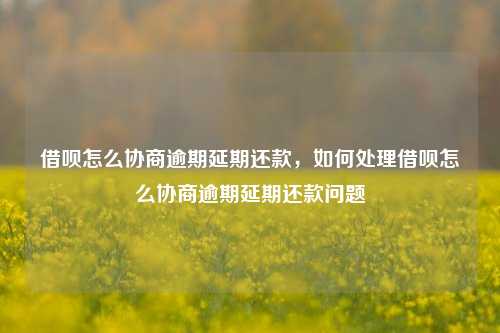 借呗怎么协商逾期延期还款，如何处理借呗怎么协商逾期延期还款问题