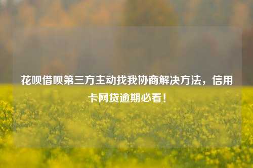 花呗借呗第三方主动找我协商解决方法，信用卡网贷逾期必看！