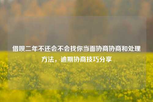 借呗二年不还会不会找你当面协商协商和处理方法，逾期协商技巧分享