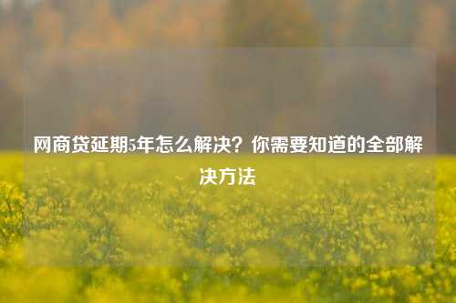 网商贷延期5年怎么解决？你需要知道的全部解决方法