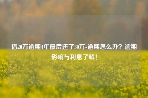 借20万逾期4年最后还了30万-逾期怎么办？逾期影响与利息了解！