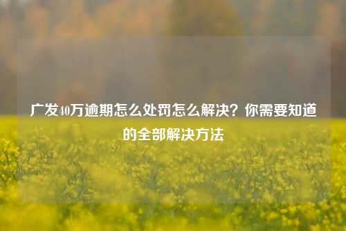 广发40万逾期怎么处罚怎么解决？你需要知道的全部解决方法