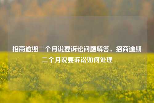 招商逾期二个月说要诉讼问题解答，招商逾期二个月说要诉讼如何处理