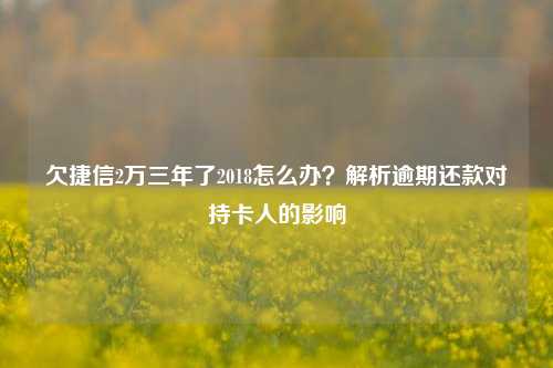 欠捷信2万三年了2018怎么办？解析逾期还款对持卡人的影响