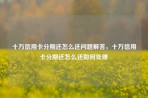 十万信用卡分期还怎么还问题解答，十万信用卡分期还怎么还如何处理