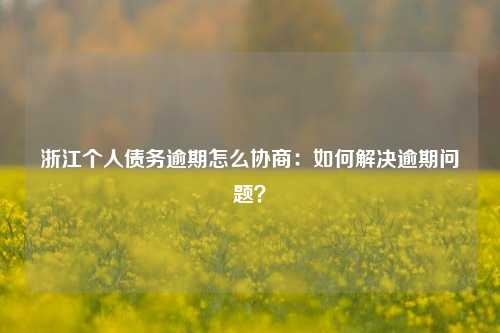 浙江个人债务逾期怎么协商：如何解决逾期问题？