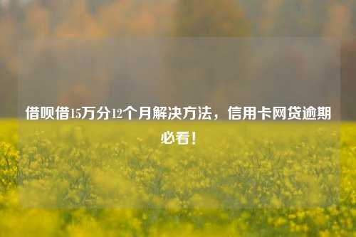 借呗借15万分12个月解决方法，信用卡网贷逾期必看！