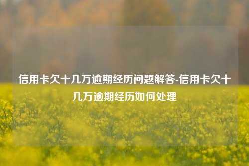 信用卡欠十几万逾期经历问题解答-信用卡欠十几万逾期经历如何处理