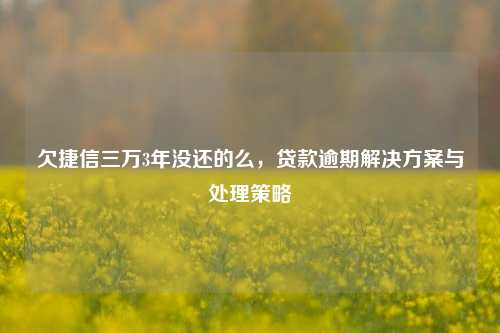 欠捷信三万3年没还的么，贷款逾期解决方案与处理策略