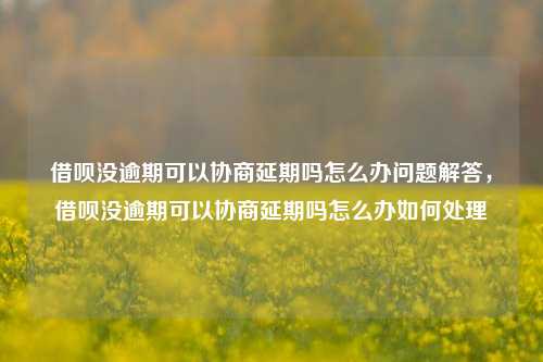 借呗没逾期可以协商延期吗怎么办问题解答，借呗没逾期可以协商延期吗怎么办如何处理