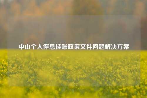 中山个人停息挂账政策文件问题解决方案