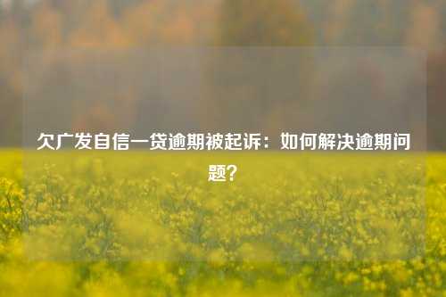 欠广发自信一贷逾期被起诉：如何解决逾期问题？