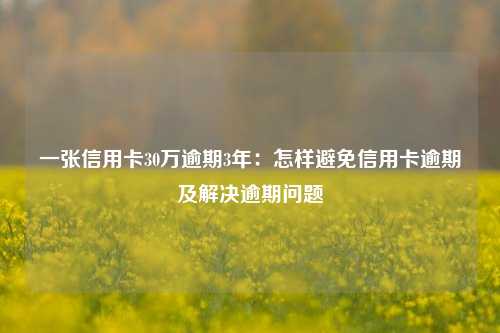 一张信用卡30万逾期3年：怎样避免信用卡逾期及解决逾期问题