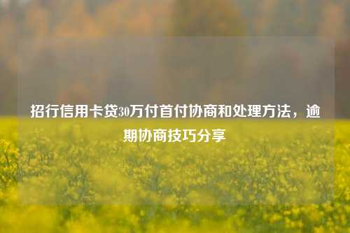 招行信用卡贷30万付首付协商和处理方法，逾期协商技巧分享