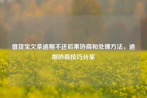 借贷宝欠条逾期不还后果协商和处理方法，逾期协商技巧分享