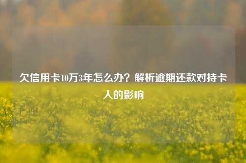 欠信用卡10万3年怎么办？解析逾期还款对持卡人的影响