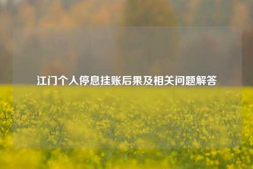 江门个人停息挂账后果及相关问题解答